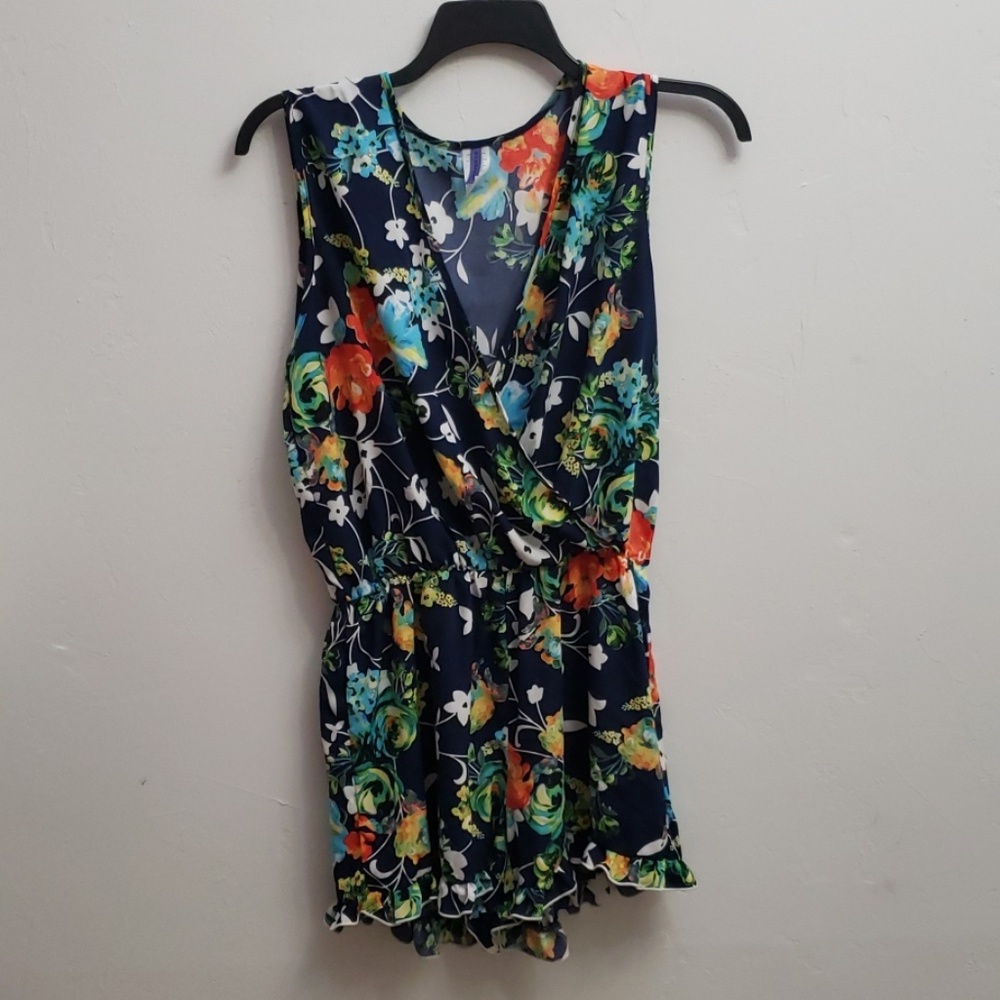 Bluebell floral romper with ruffle hem